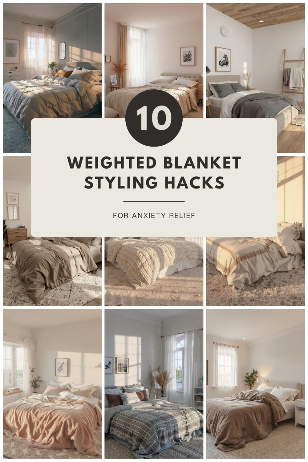 10 weighted blanket styling hacks for anxiety relief, showcasing various uses and setups
