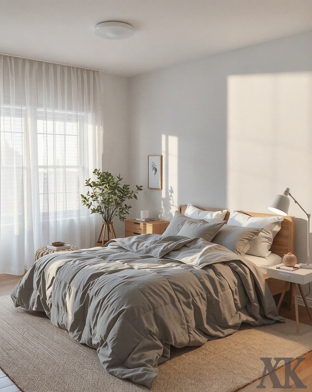 Cozy bedroom with a cooling weighted blanket for summer