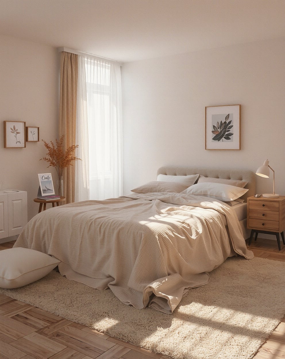 Cozy bedroom with a weighted blanket ready for relaxation and mindfulness practices