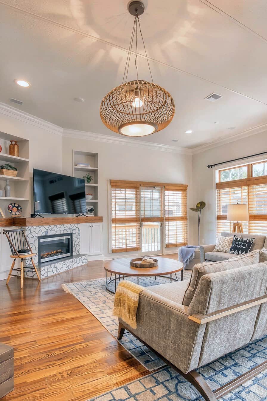 Pendant lights for style and function in a mid century modern living room