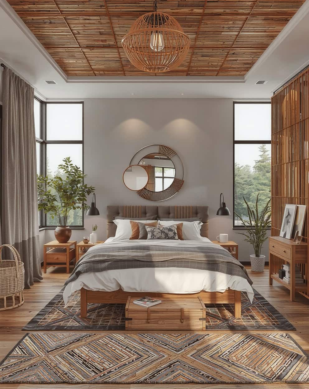 Bamboo accessories adding natural charm to a bamboo-themed bedroom