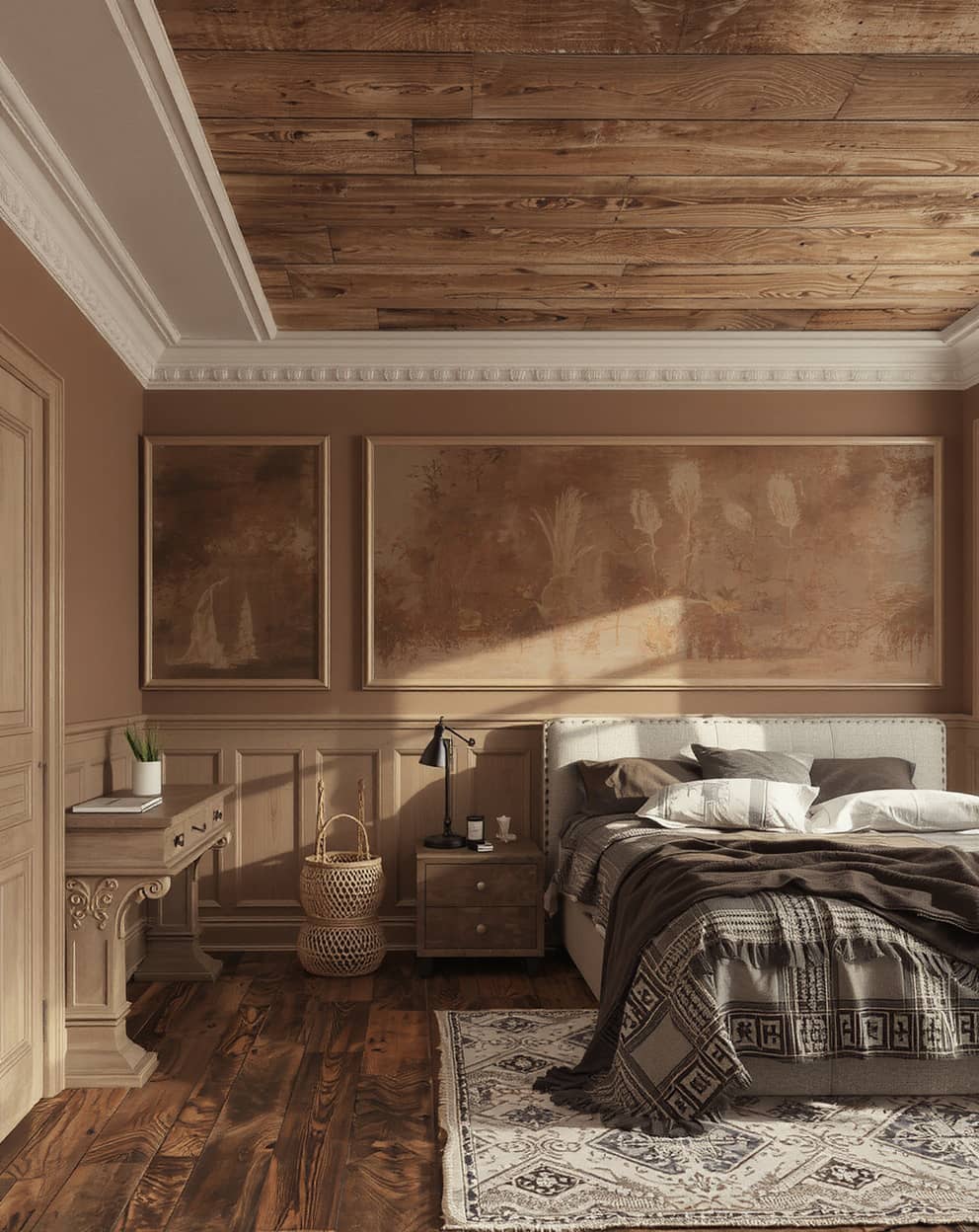 Creative wall treatments for enhancing chocolate brown accent walls