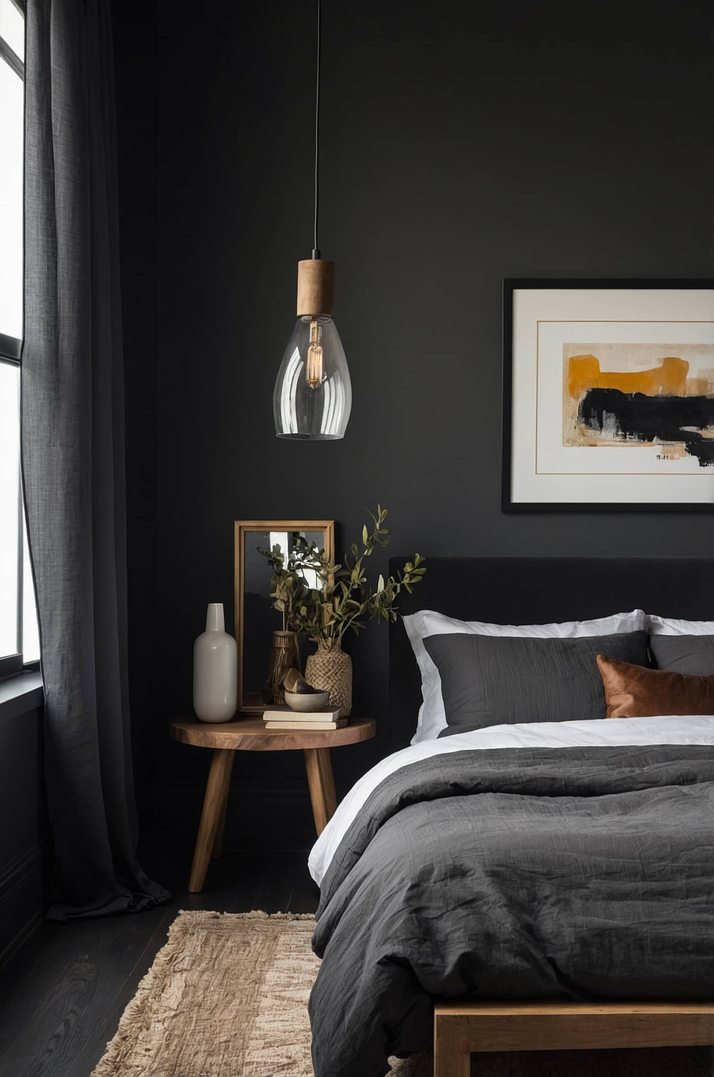 Sleek Charcoal-Black Accent Walls: Simple Yet Striking
