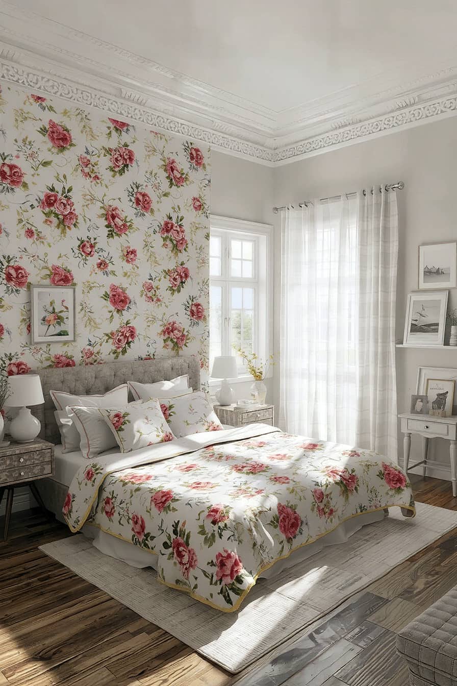 Add freshness to your spring bedroom with floral patterns