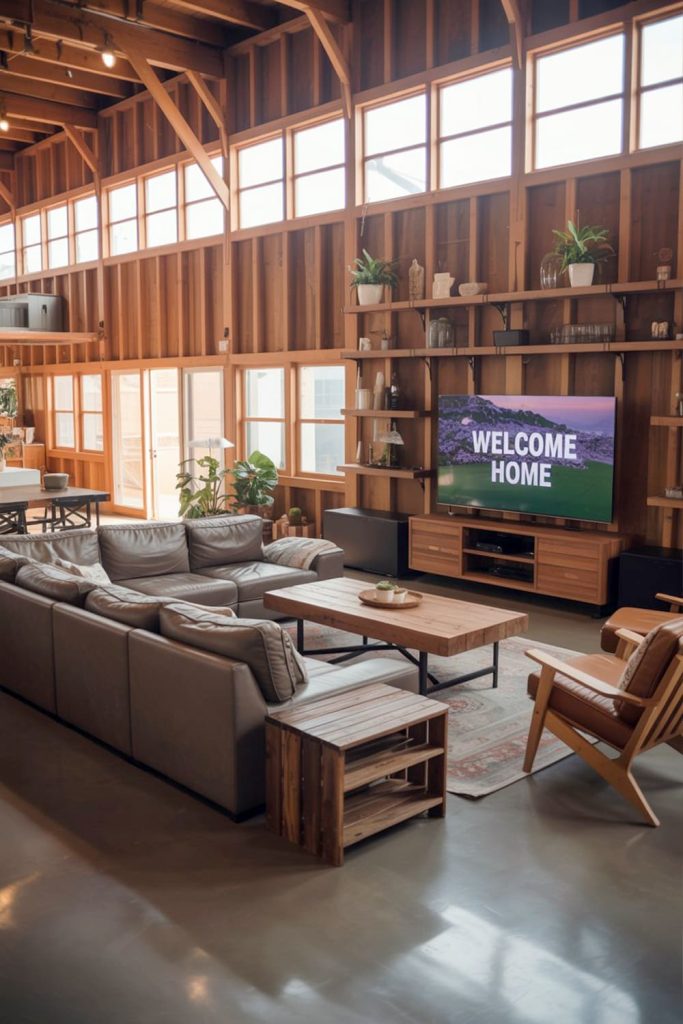 Barndominium open floor plan living room ideas