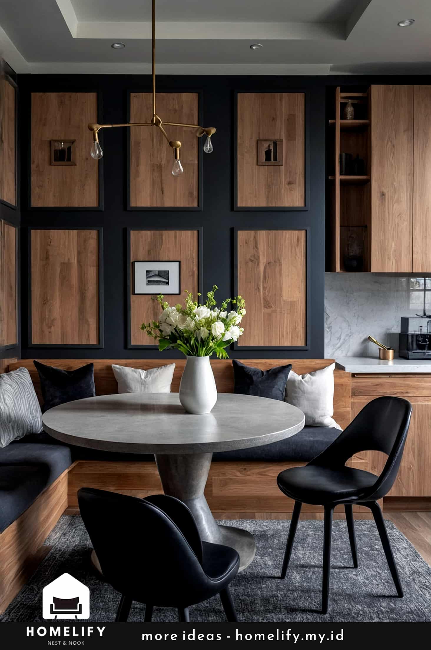 Chic black apartment modern furniture and monochrome design