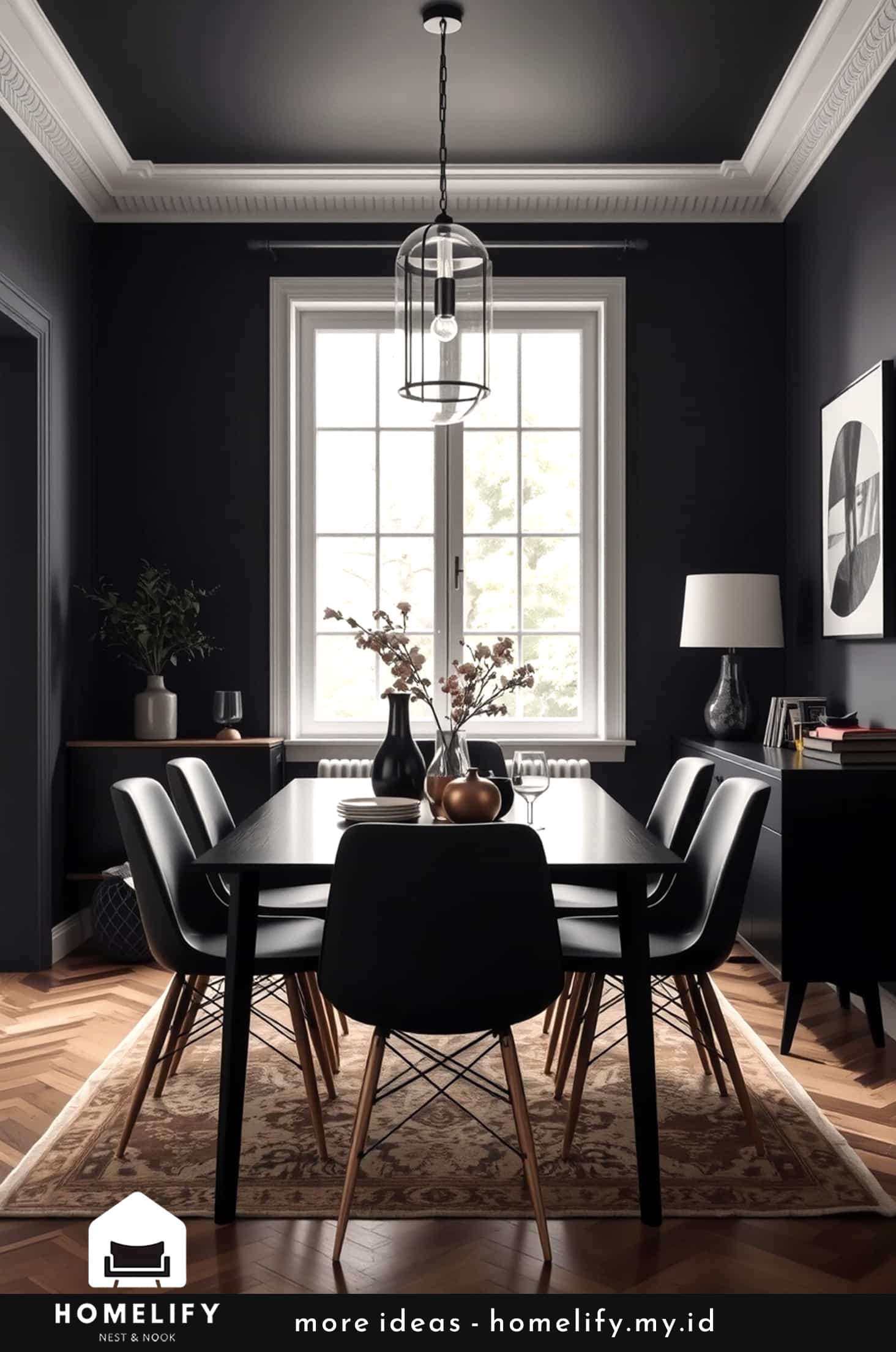Chic charcoal apartment black furniture & moody monochrome vibes