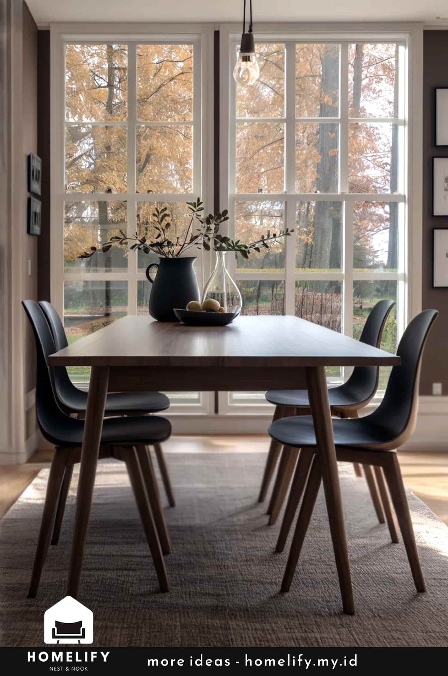Chic dining room brown and cream color scheme minimalist design