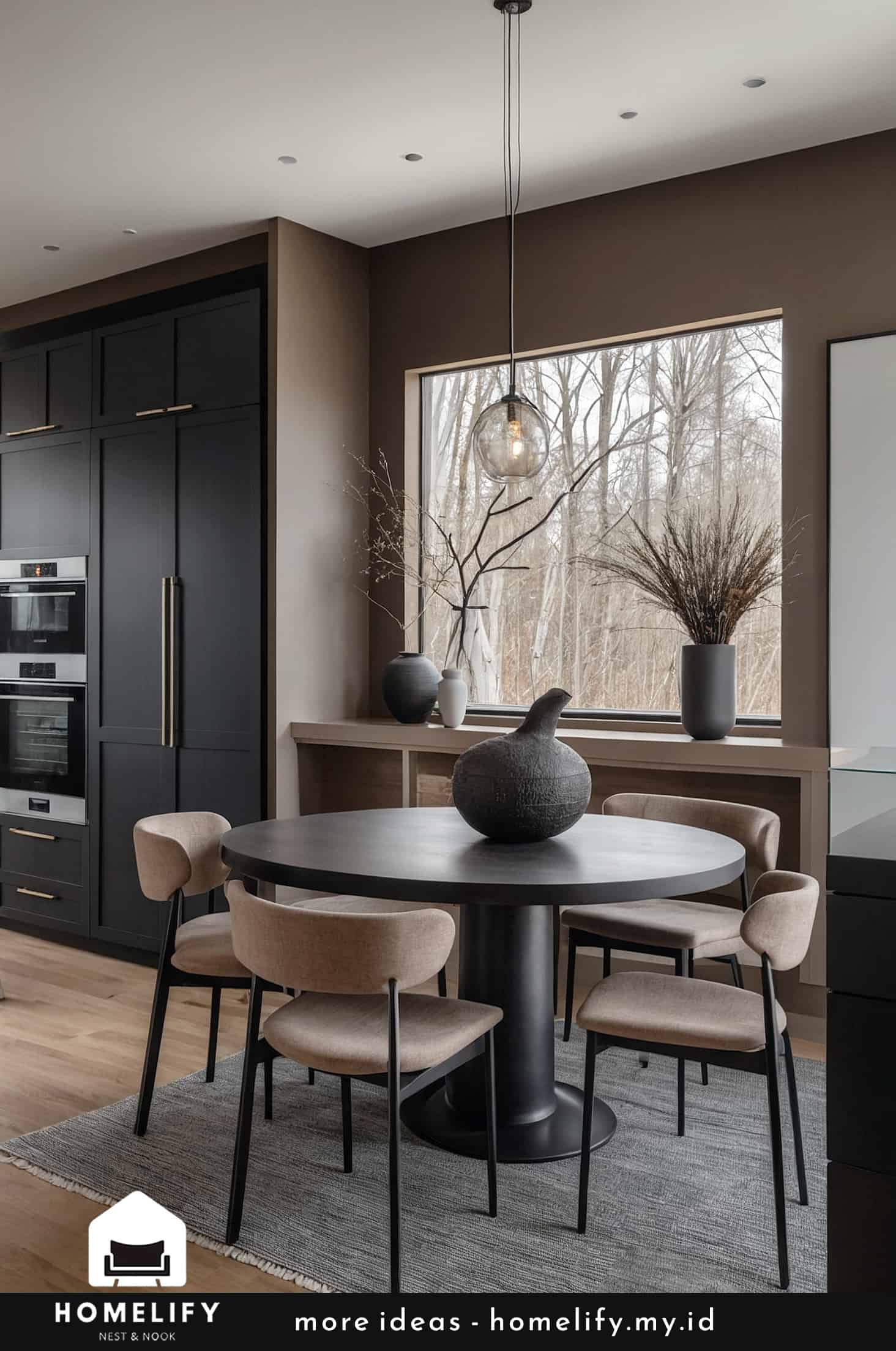 Chic dining room elegant black furniture moody monochrome