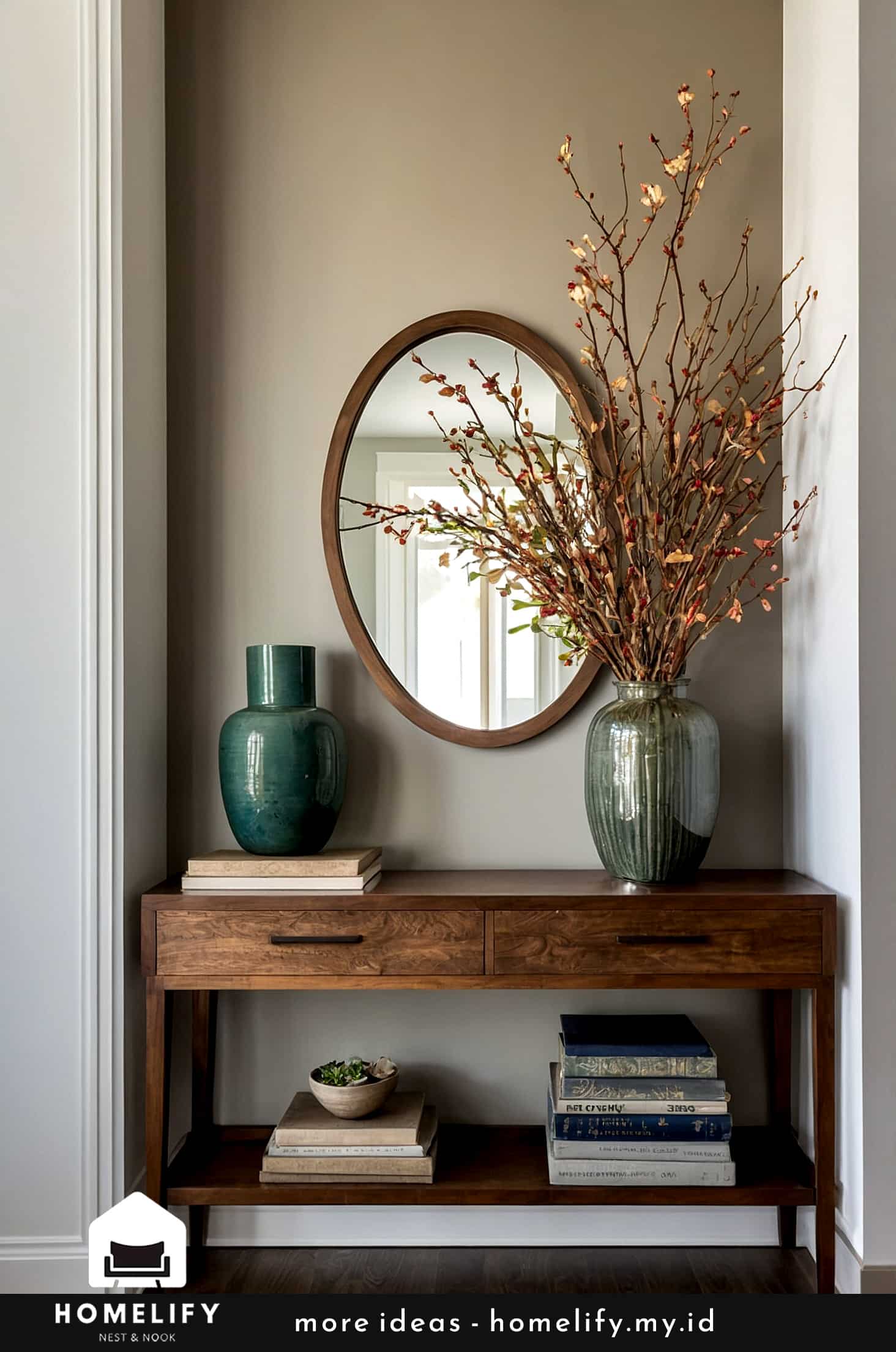 Contemporary and cozy entryway design with natural elements