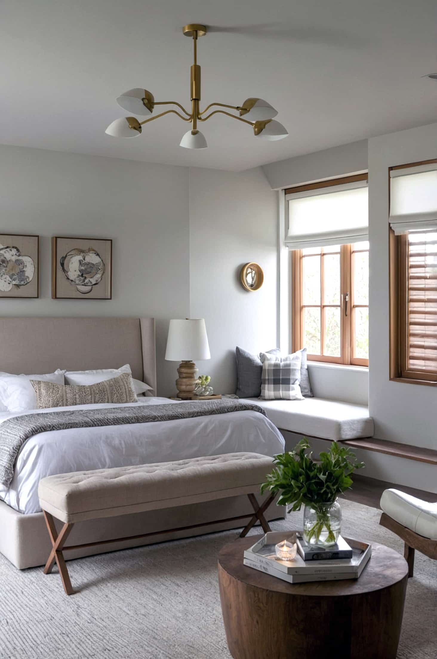 Create a simplified, functional bedroom design for maximum relaxation