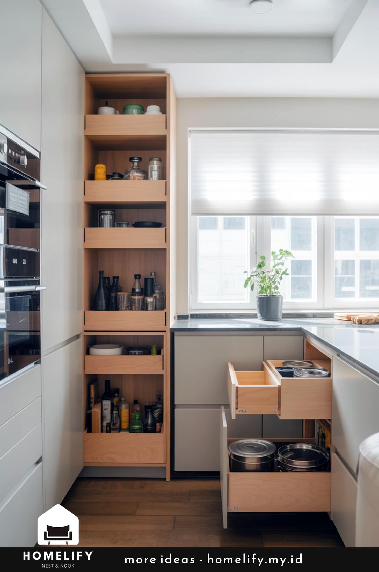 Efficient & clean smart storage for a modern kitchen