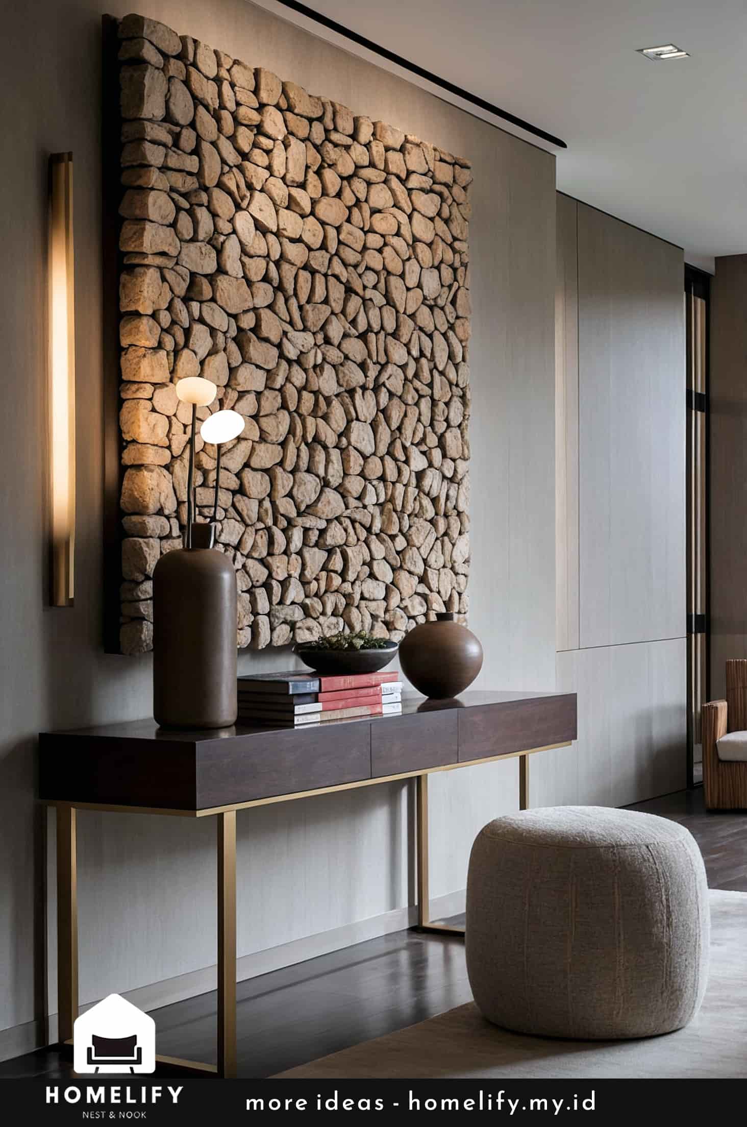 Elegant and contemporary entryway with natural elements