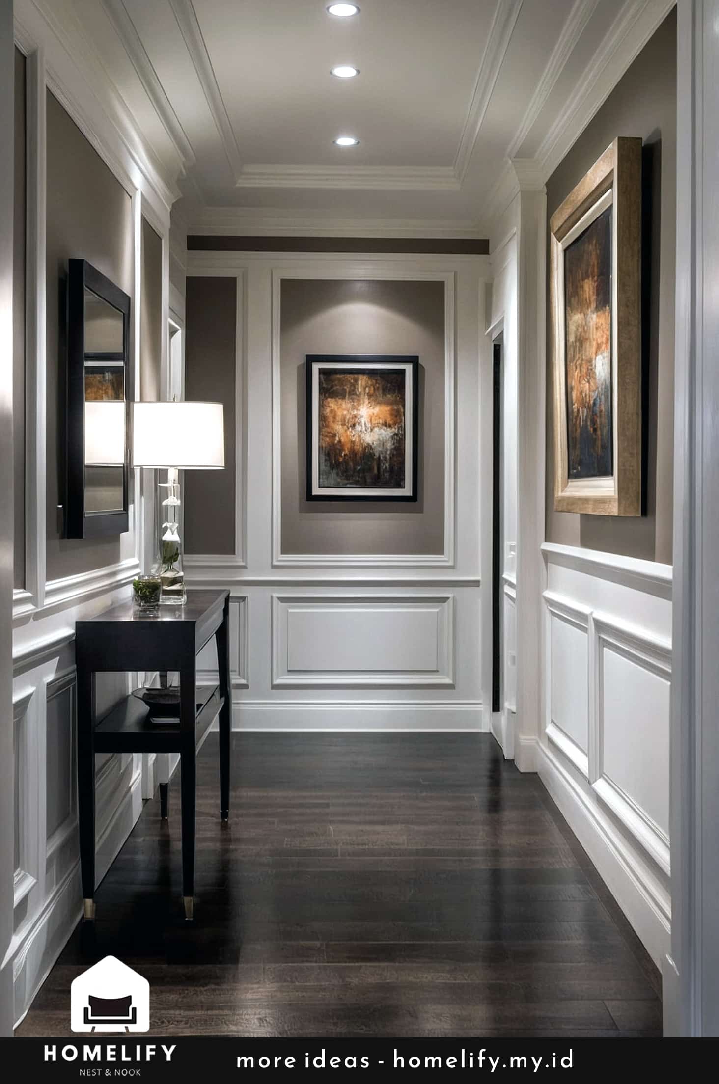 Elegant and serene hallway design with timeless charm