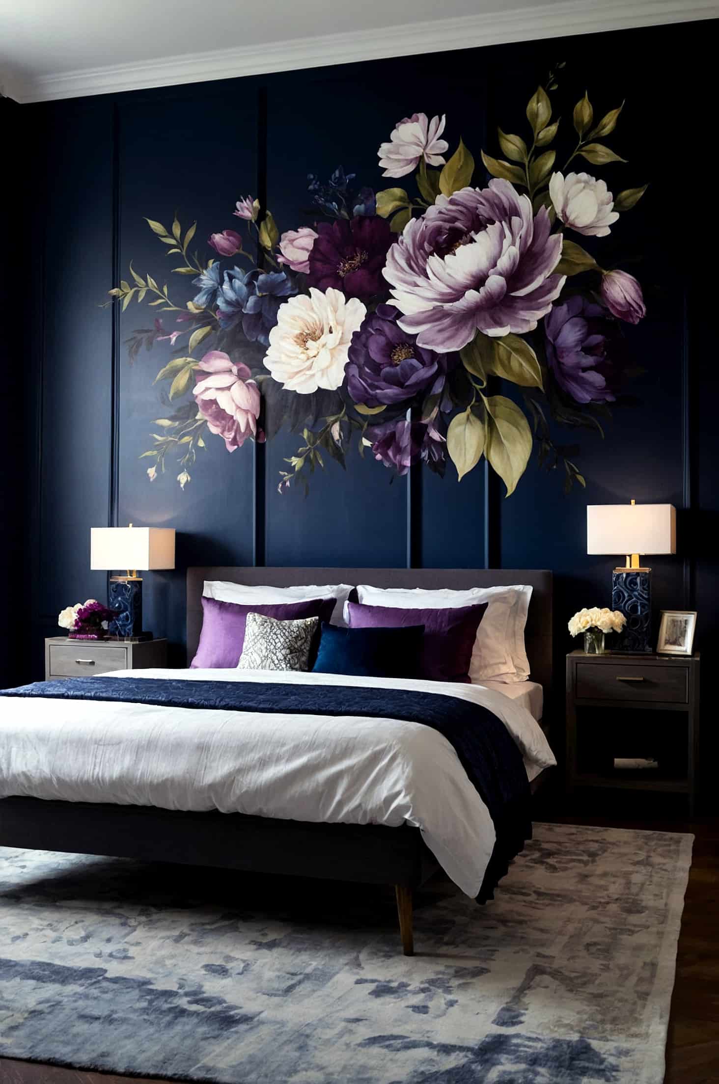 Elevate your bedroom aesthetics with a dark accent mural