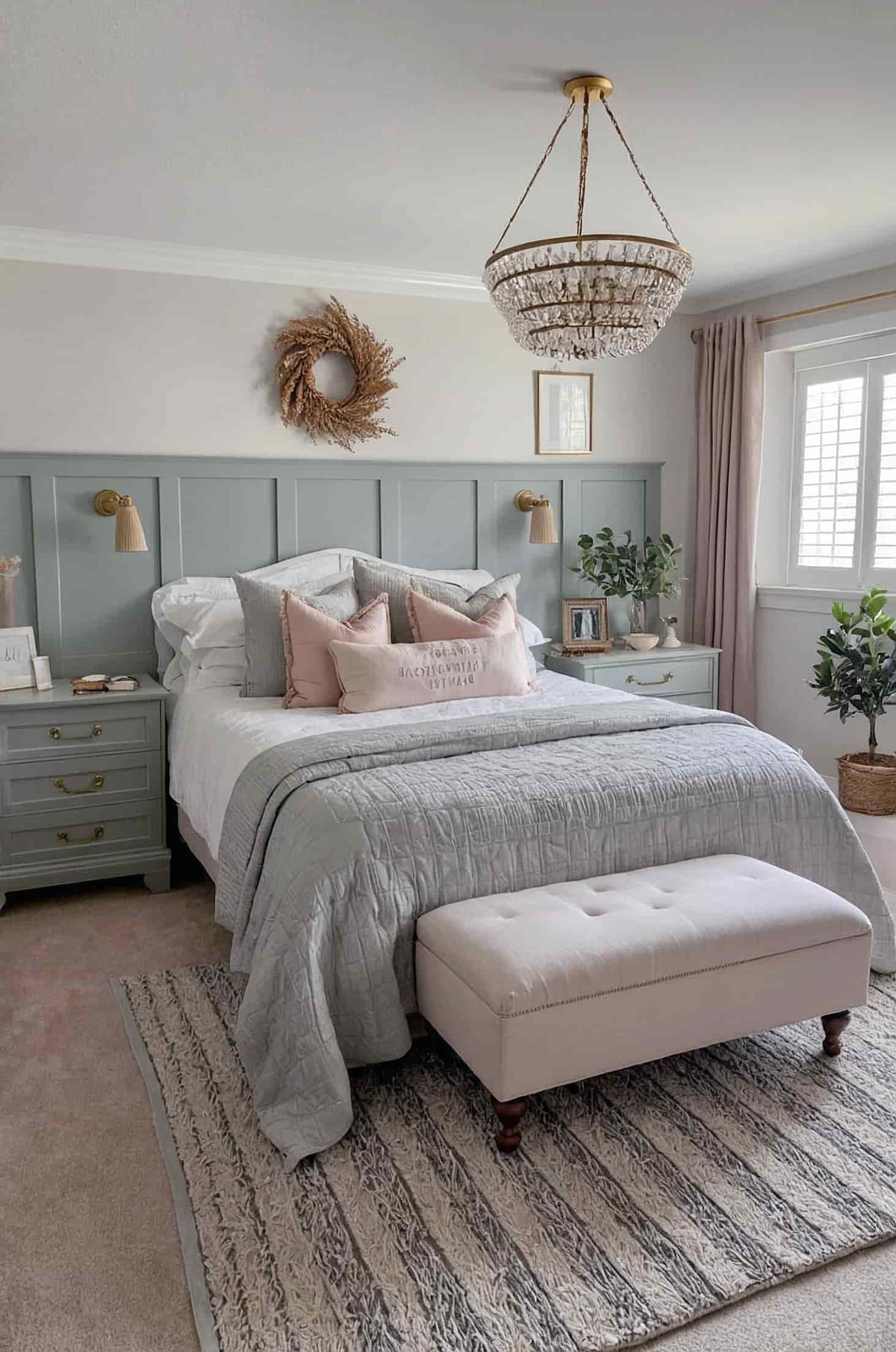 Elevate your bedroom with elegant half wall paneling