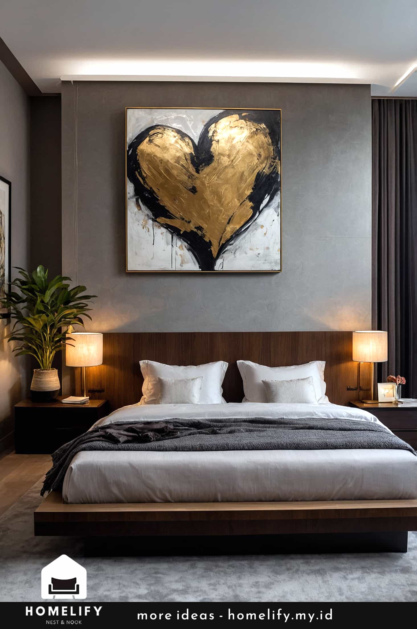 Enhance your dark bedroom with art pieces that speak to the heart