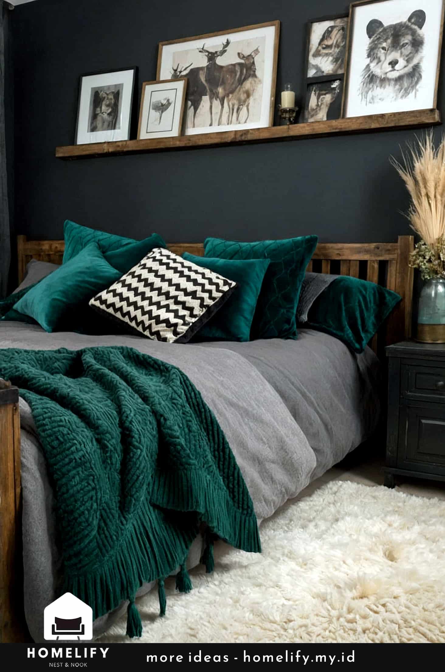 Enhance your dark bedroom with soft textiles for comfort