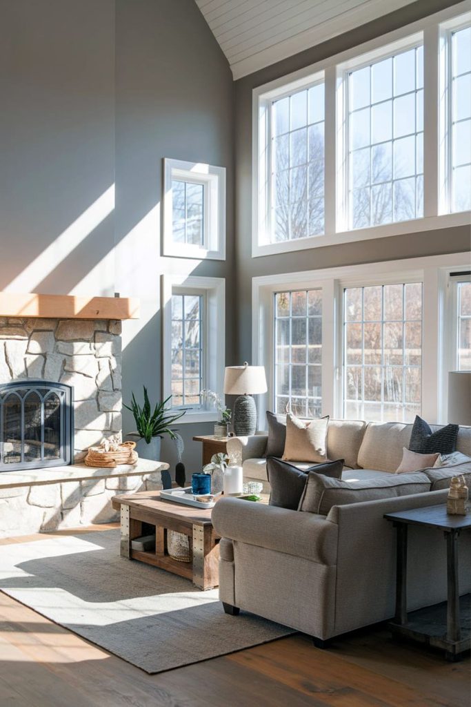 Layering neutrals in a barndo living room for a balanced, relaxing space