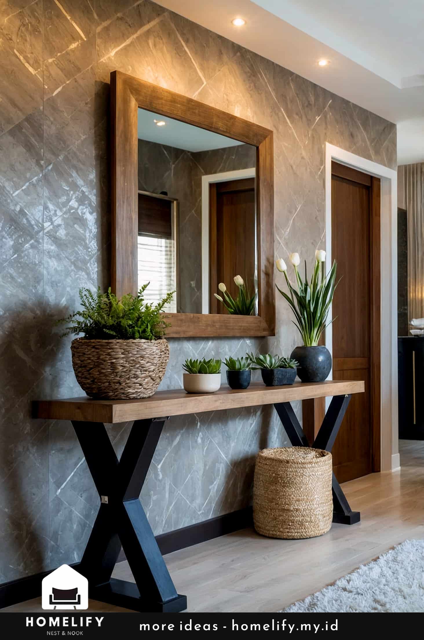 Modern elegance meets natural beauty a serene entryway design