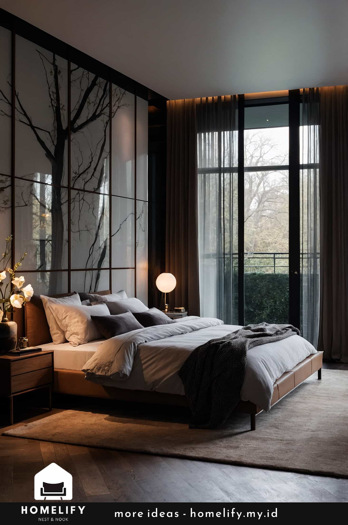 Modern glass wardrobes for a romantic, spacious bedroom look