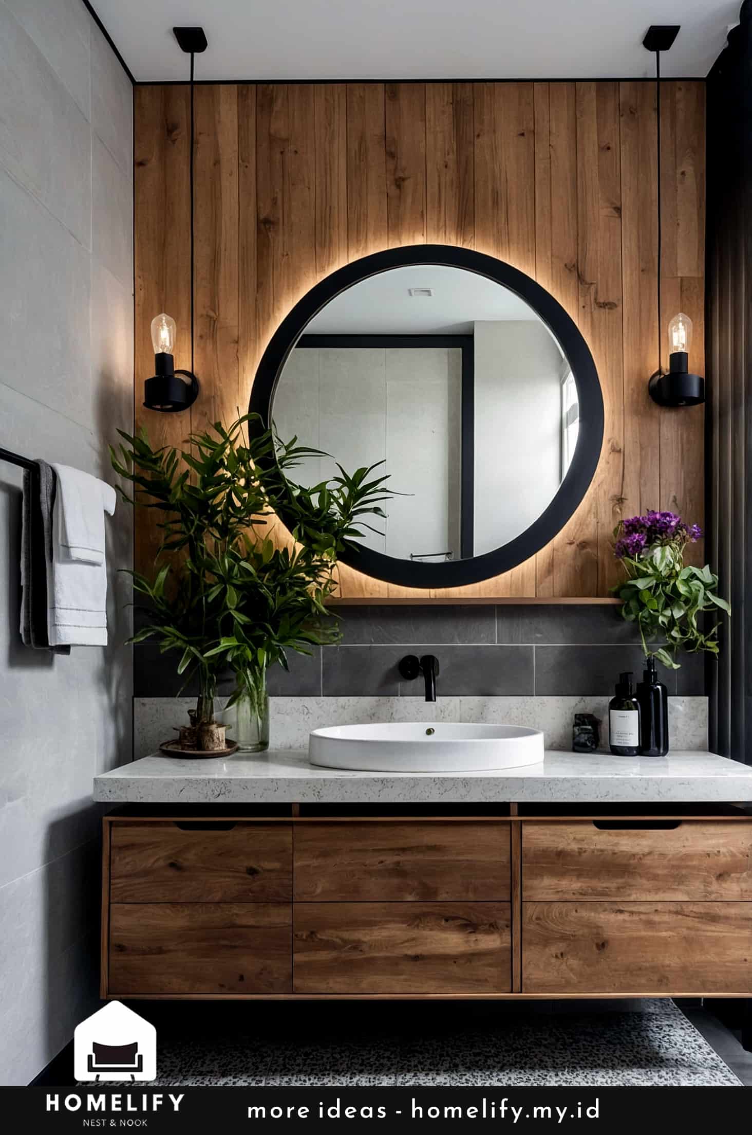 Modern and natural bathroom design with stylish details