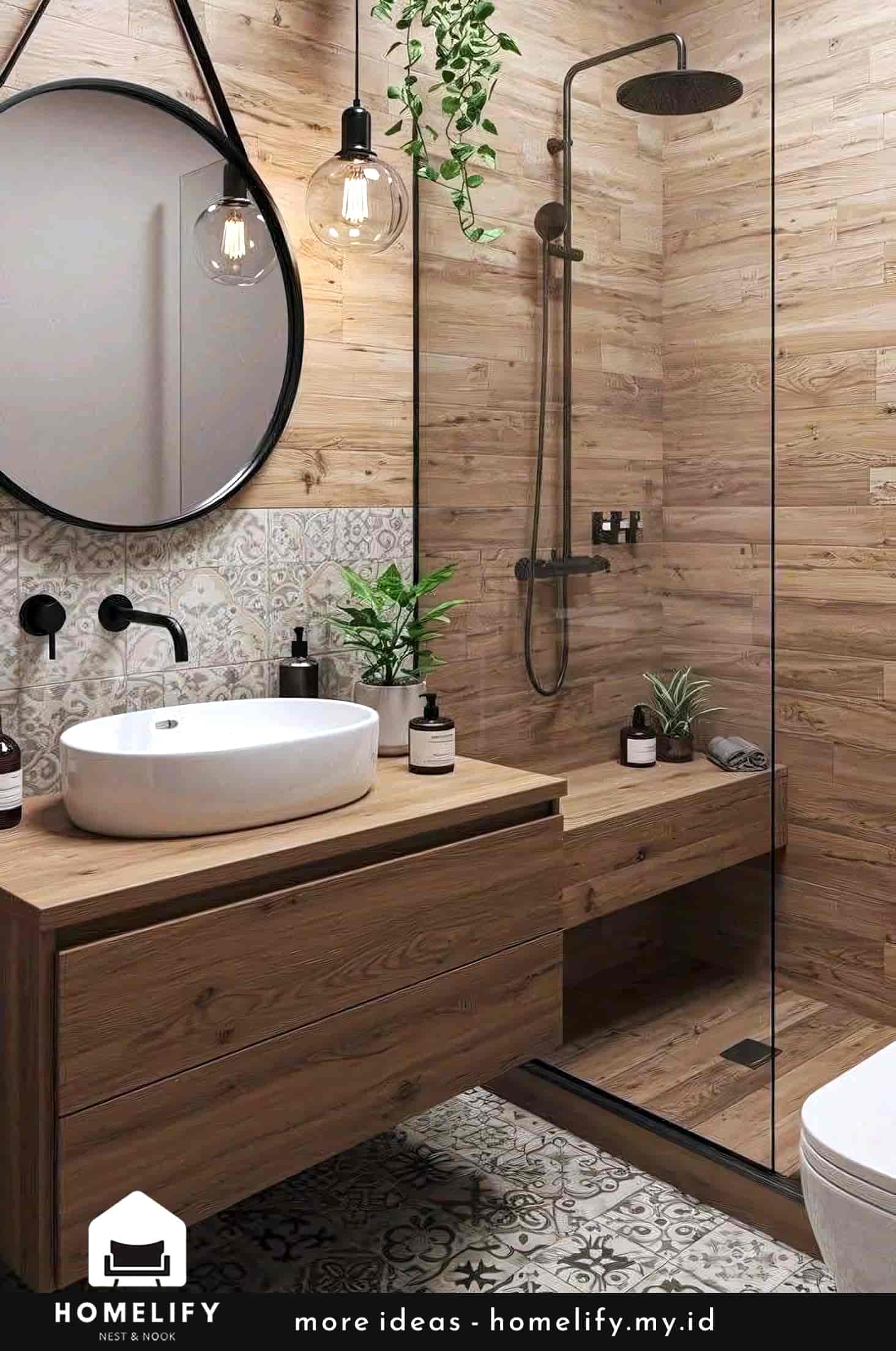 Natural and stylish bathroom design with rustic charm
