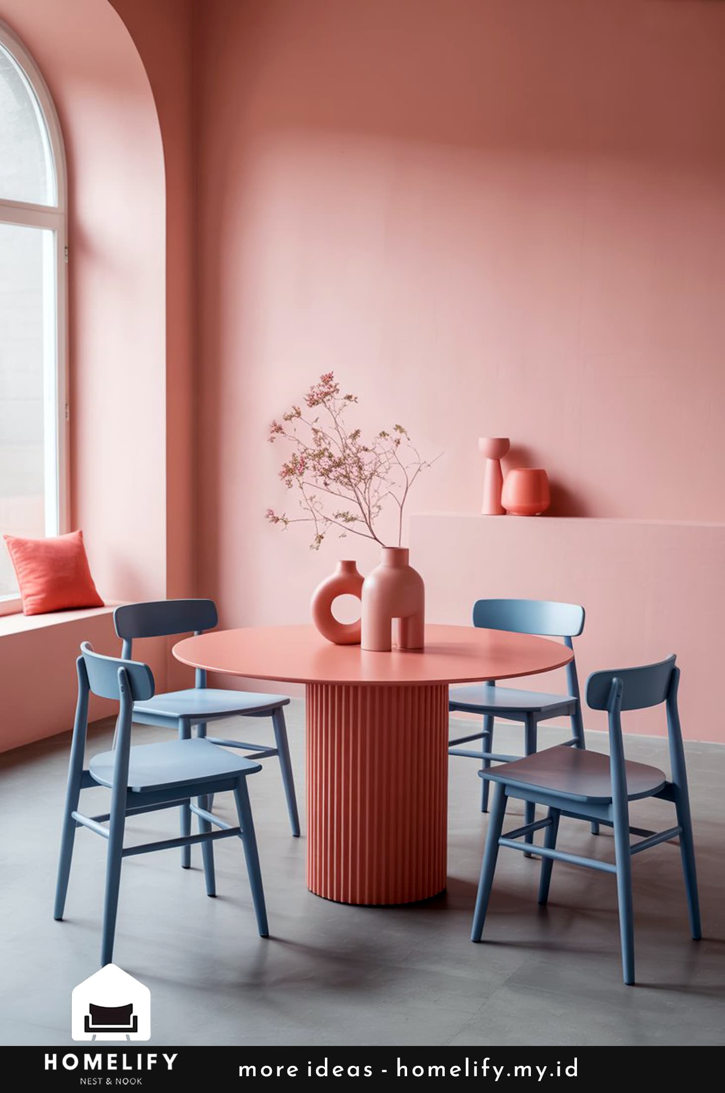 Simplicity meets elegance petal pink and blue nordic dining room