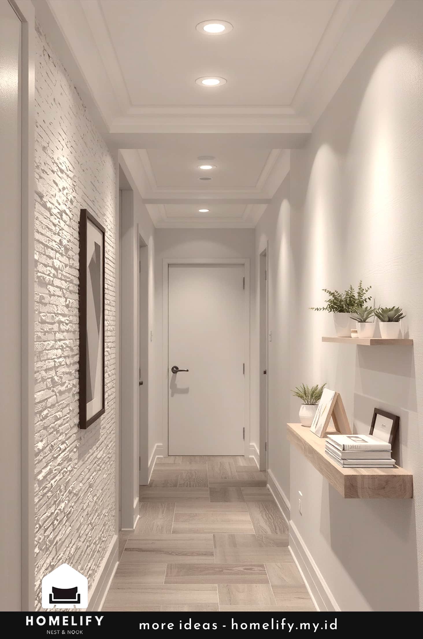 Sleek hallway design with modern simplicity and subtle depth