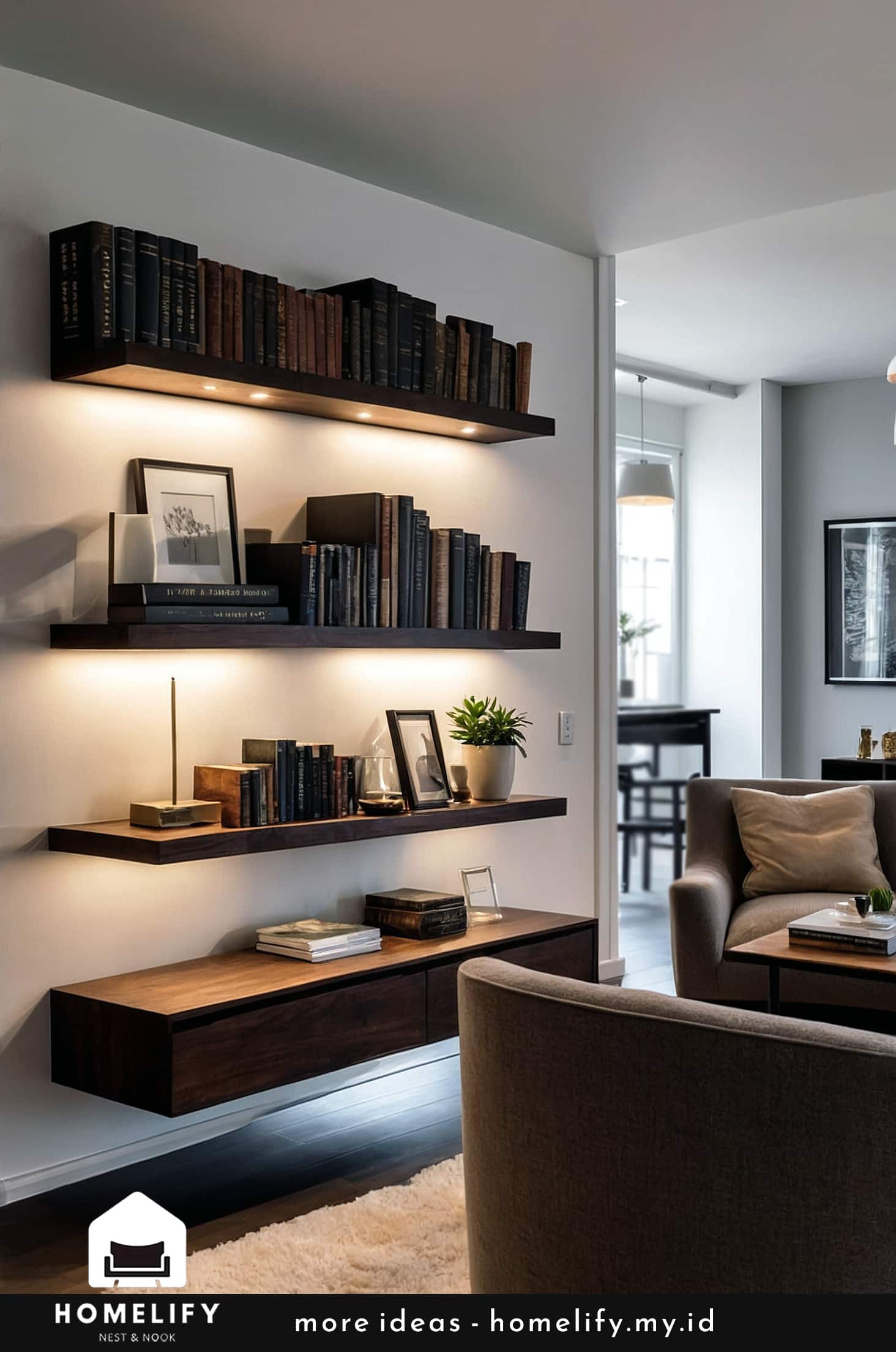 Sleek and modern bookshelf with minimalist elegance