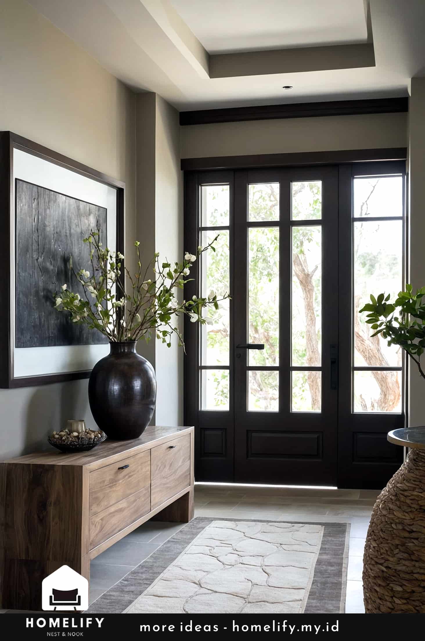 Sophisticated and serene entryway design with natural elegance