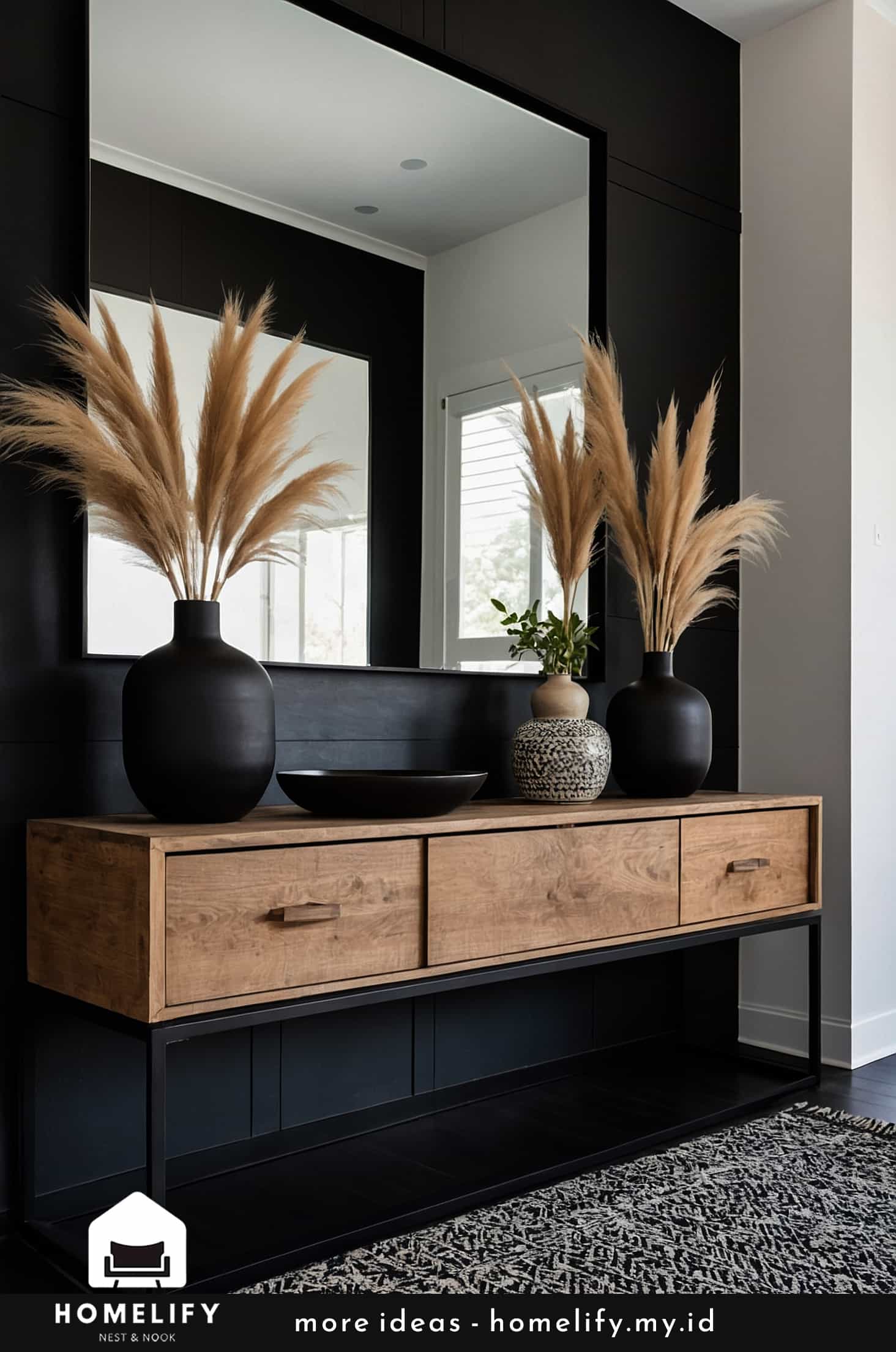 Striking and stylish entryway design with industrial and modern elements