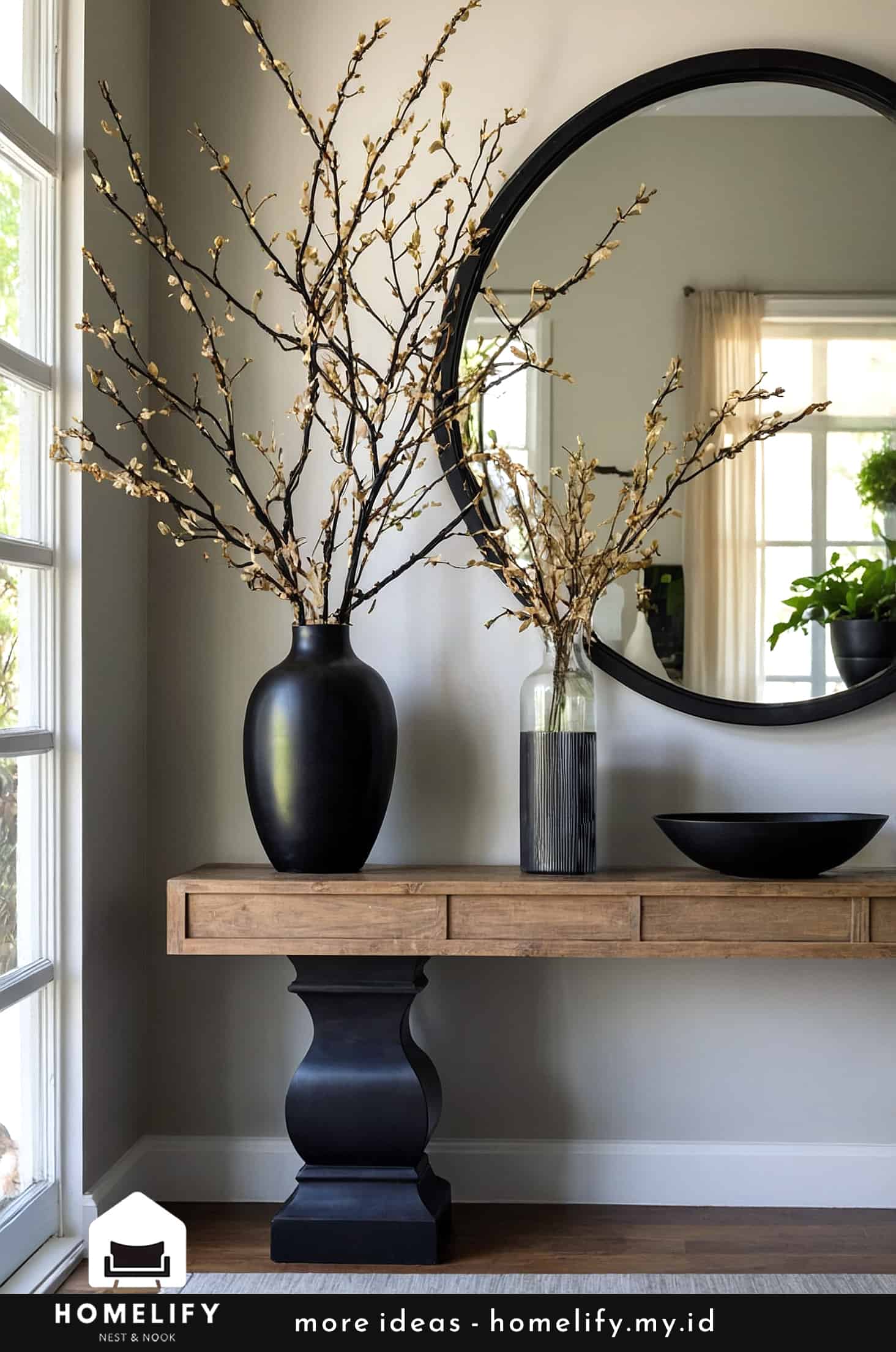 Stylish and serene console table with natural elegance