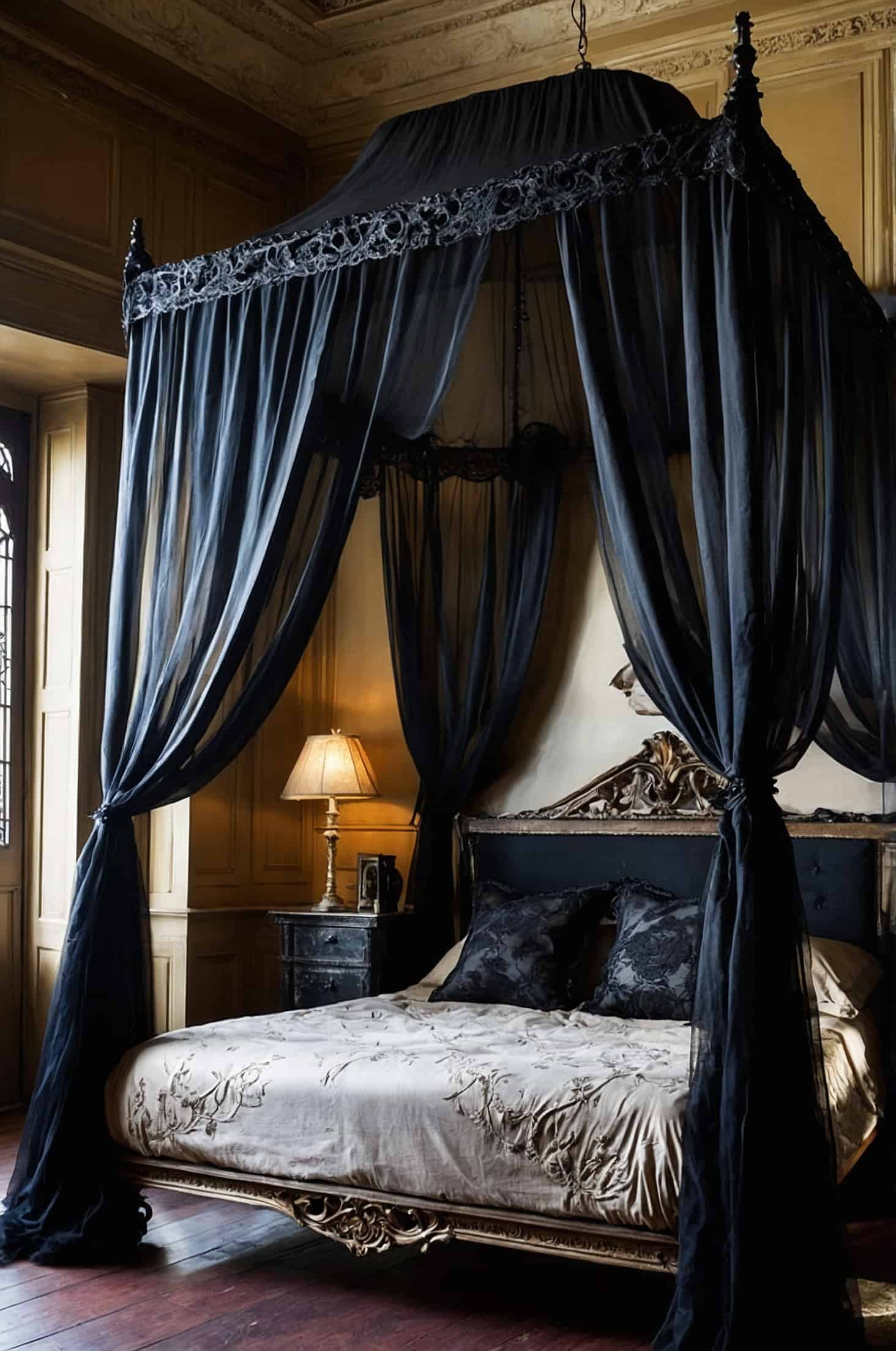 Transform your bedroom into a romantic gothic haven with a canopy bed