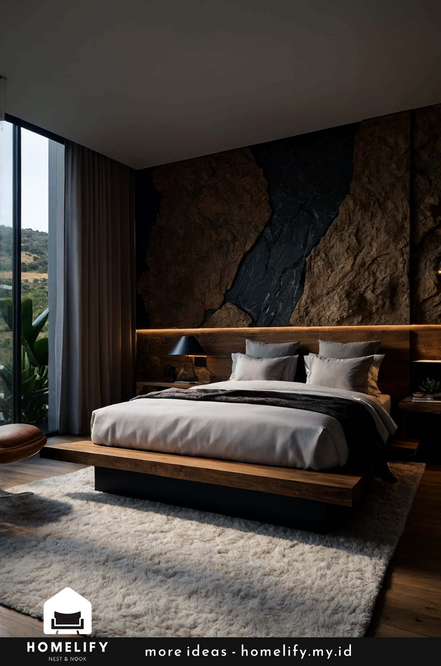 Transform your bedroom with raw, earthy rock elements