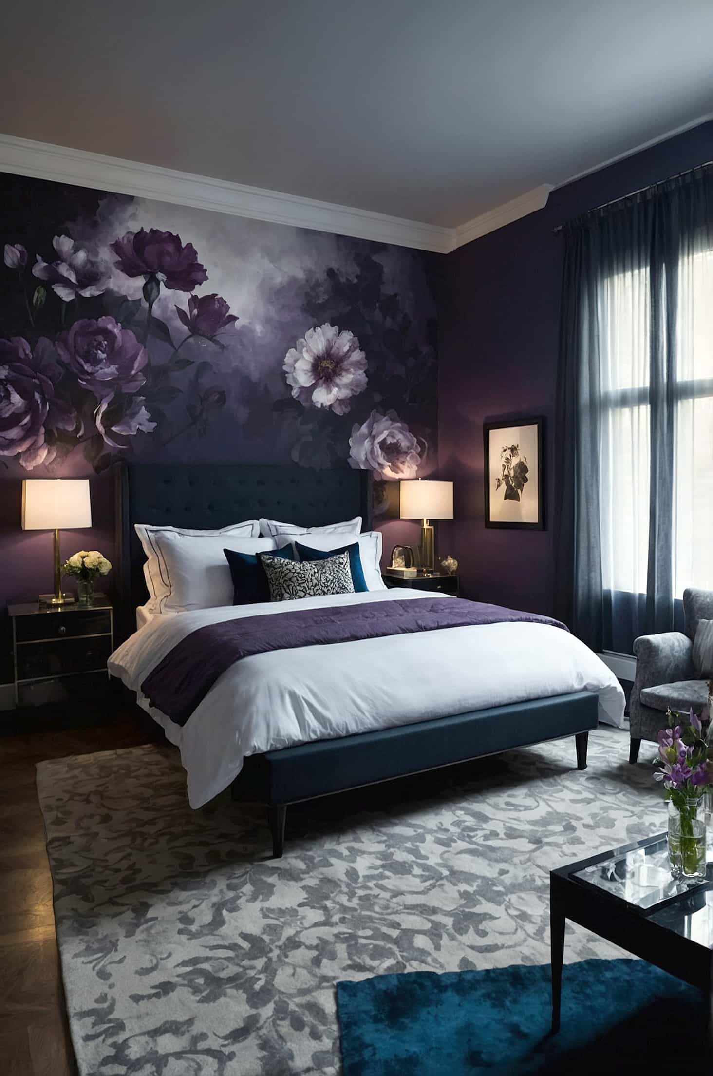 Transform your bedroom with a moody mural above the bed