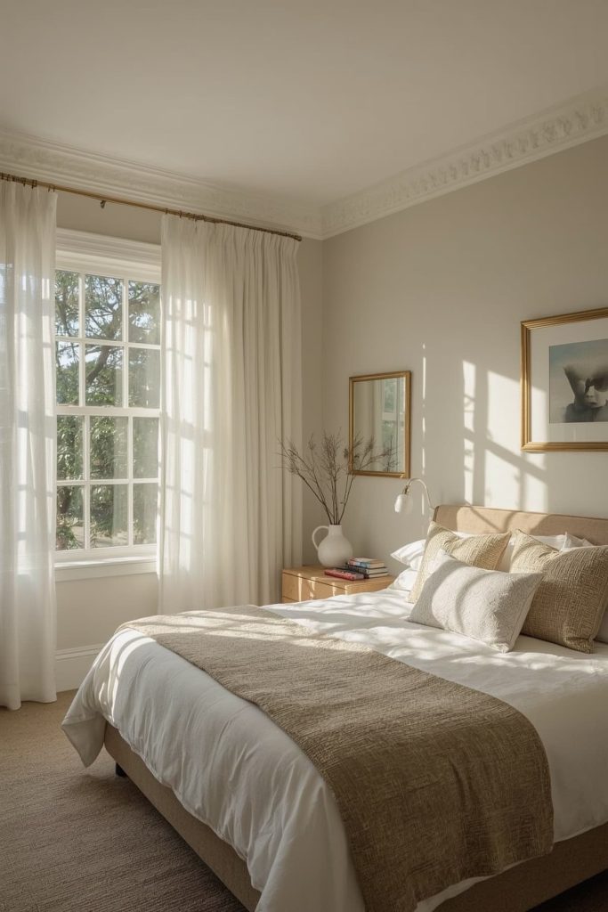 Bedroom design inviting glow & enhanced serenity from natural light