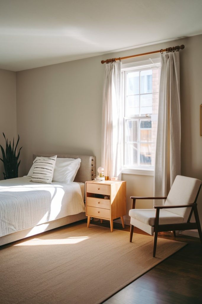 Bedroom design sunlight & shifting shadows transform space