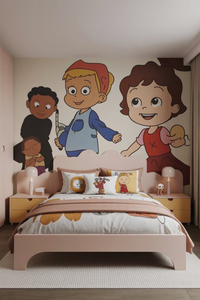 Cartoon inspired kids' bedroom beloved characters & joyful space