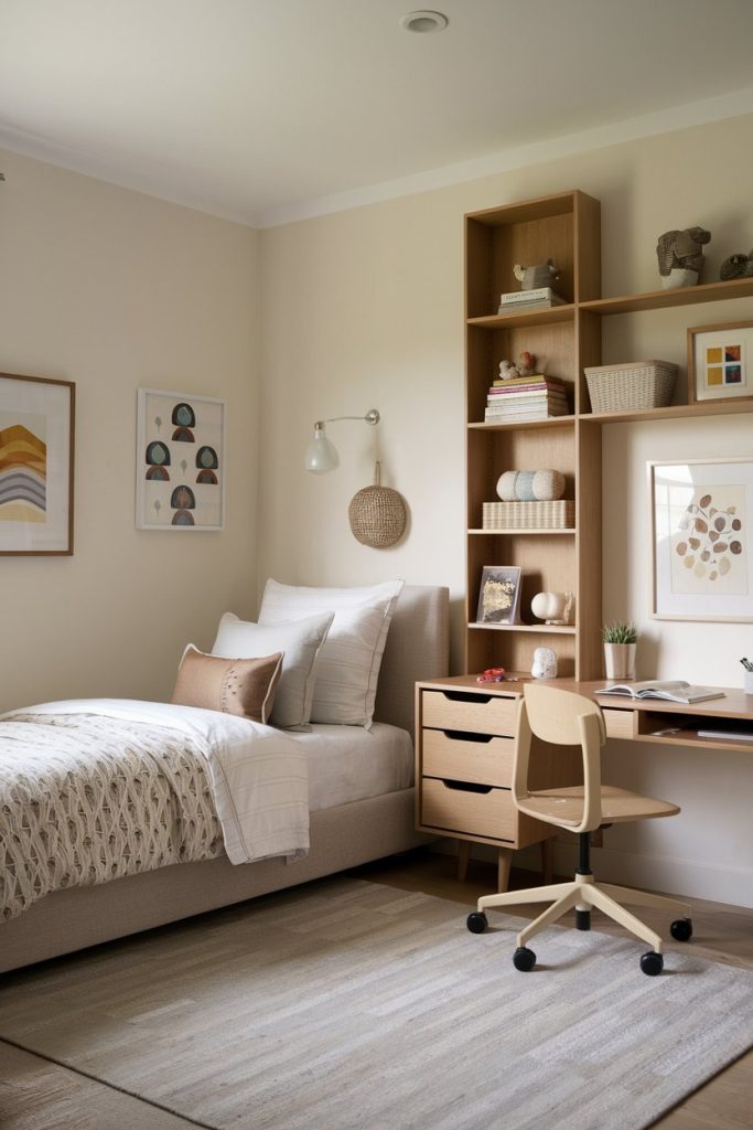 Classic & clean kids' bedroom enduring design & subtle pops