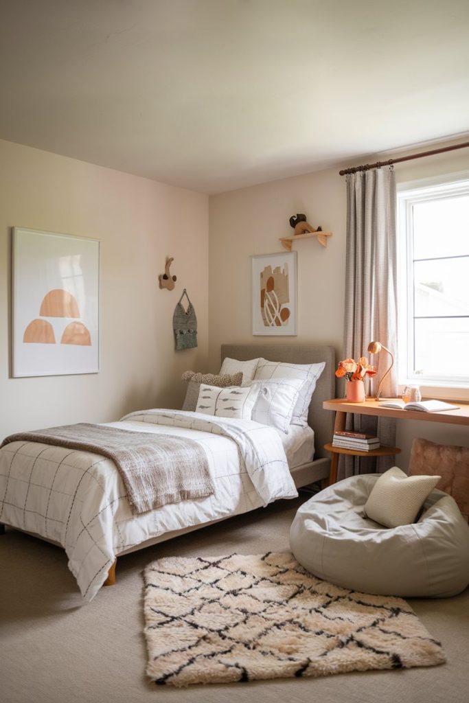Cozy kids' bedroom comfortable retreat & quiet play zone