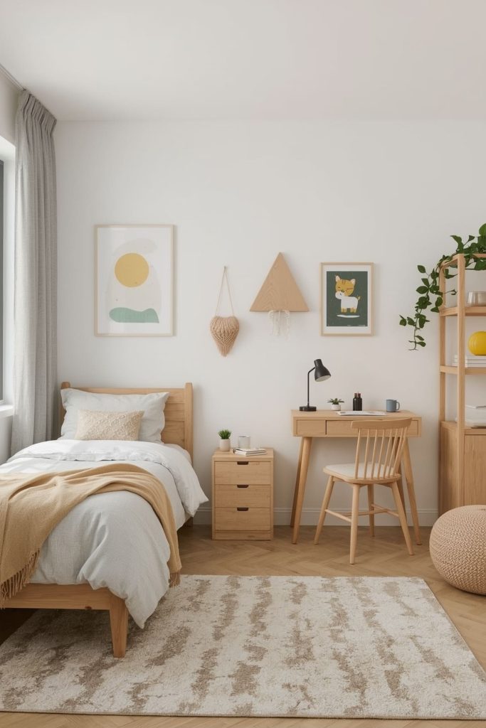 Gender neutral kids' room versatile & natural elements