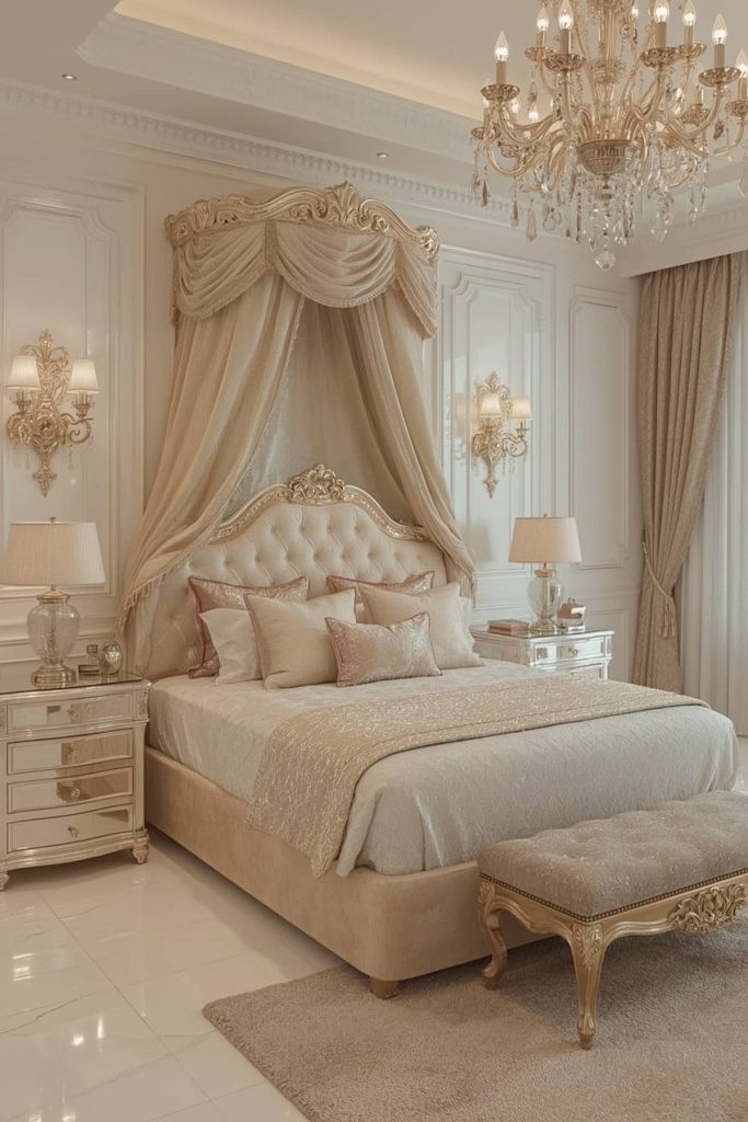 Glamorous kids' bedroom dazzling opulence & mirrored surfaces