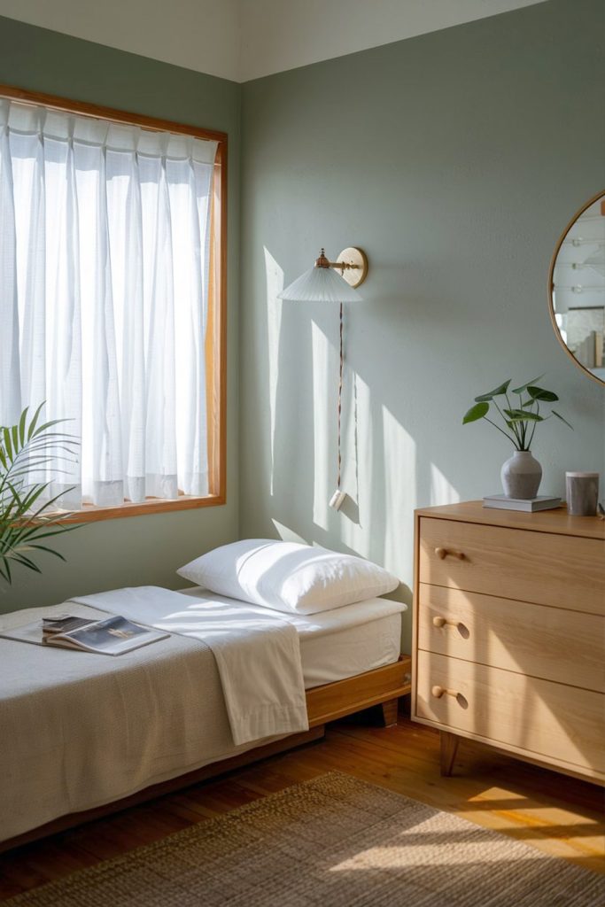 Japandi bedroom calm colors & functional comfort