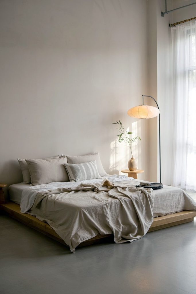 Japandi bedroom chamber of pure peace & serene lighting