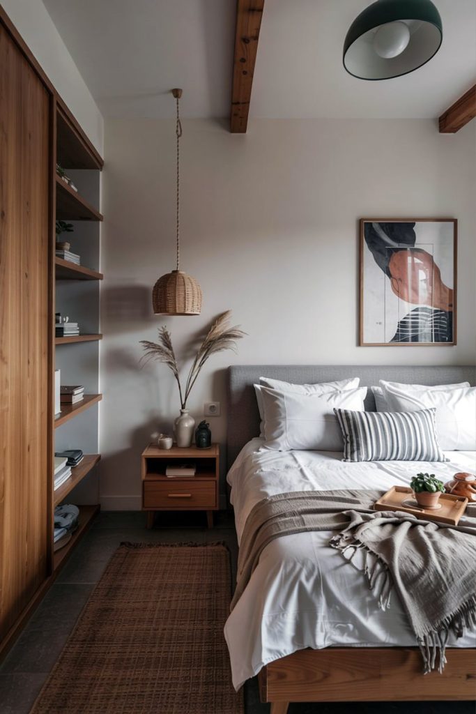 Japandi bedroom decluttered zen & wooden serenity