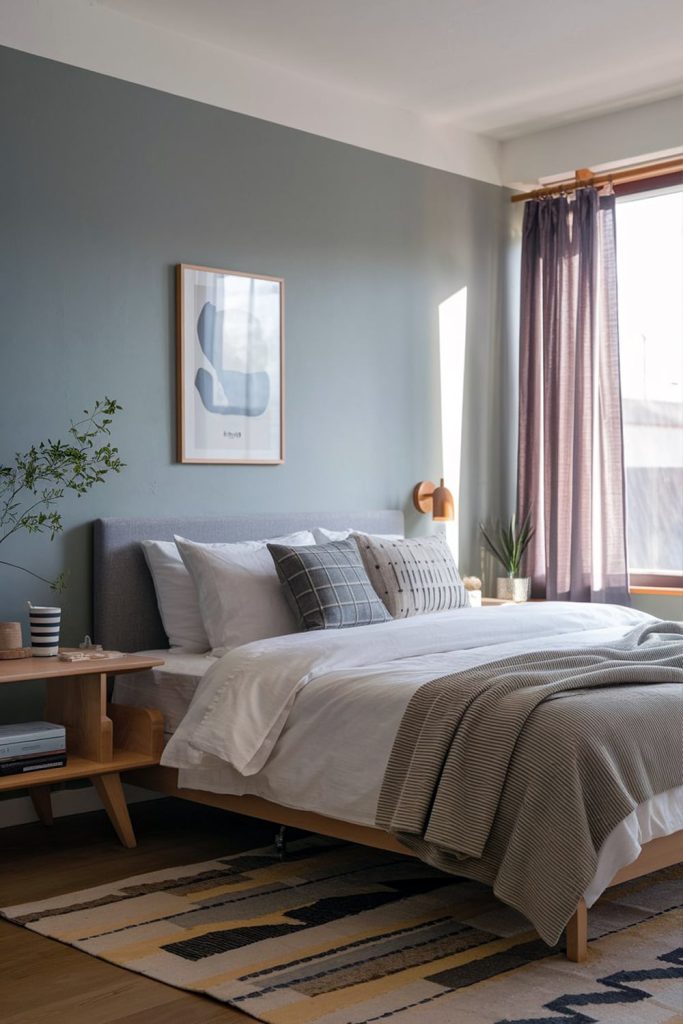 Japandi bedroom earthy greens for a soothing vibe