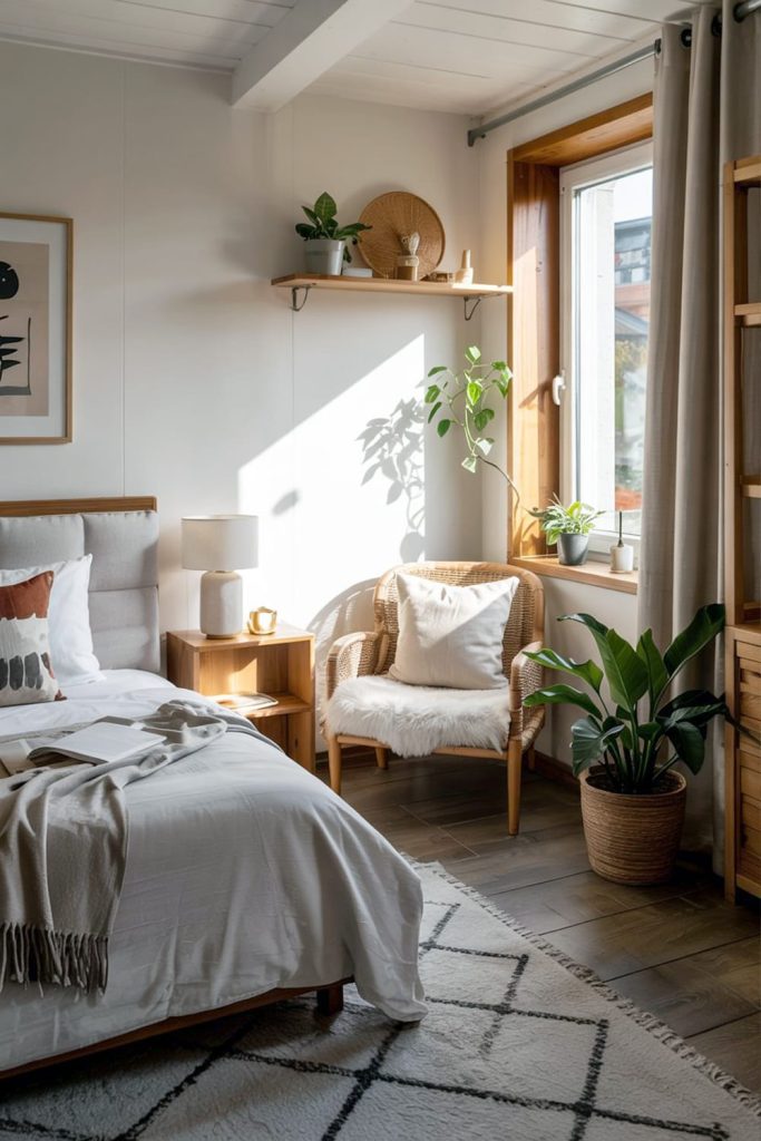 Japandi bedroom peaceful escape with warm tones
