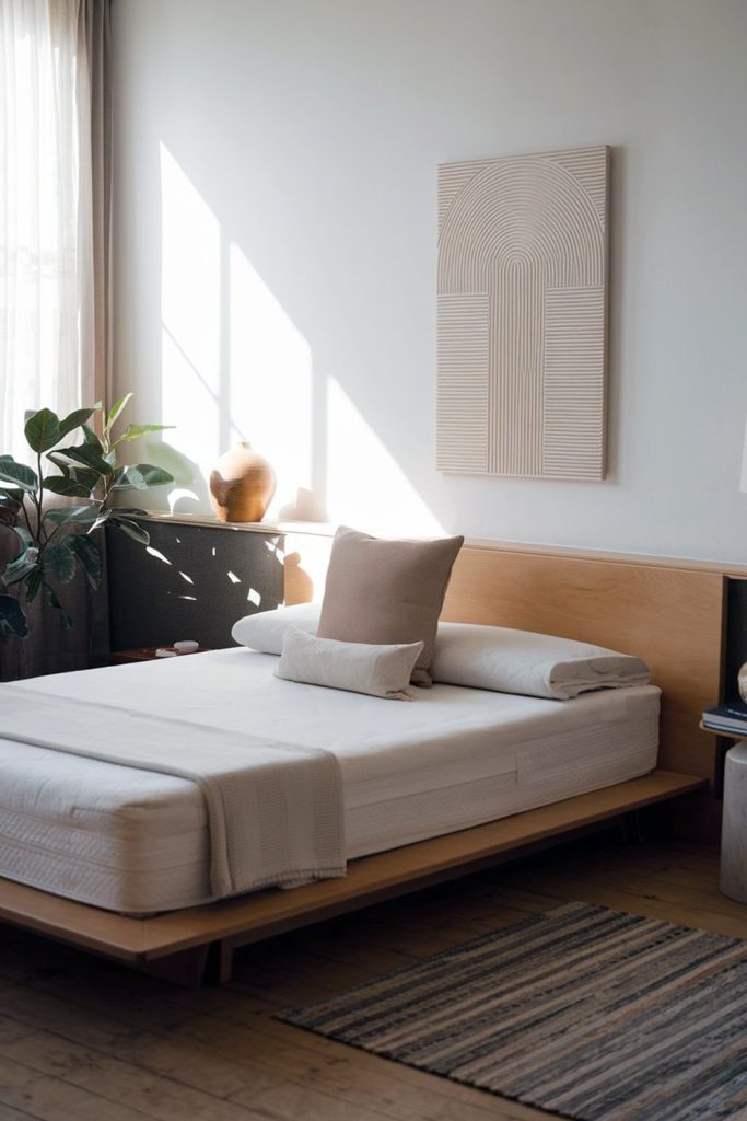 Japandi bedroom quality over quantity for an open space