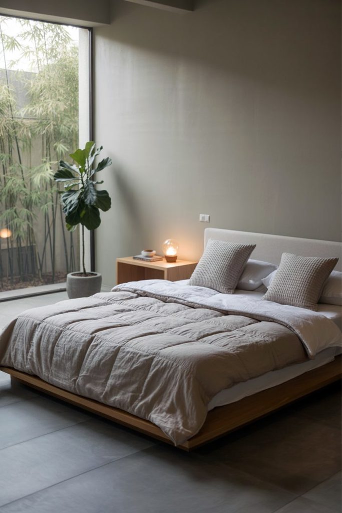 Japandi bedroom quiet retreat & calming green walls